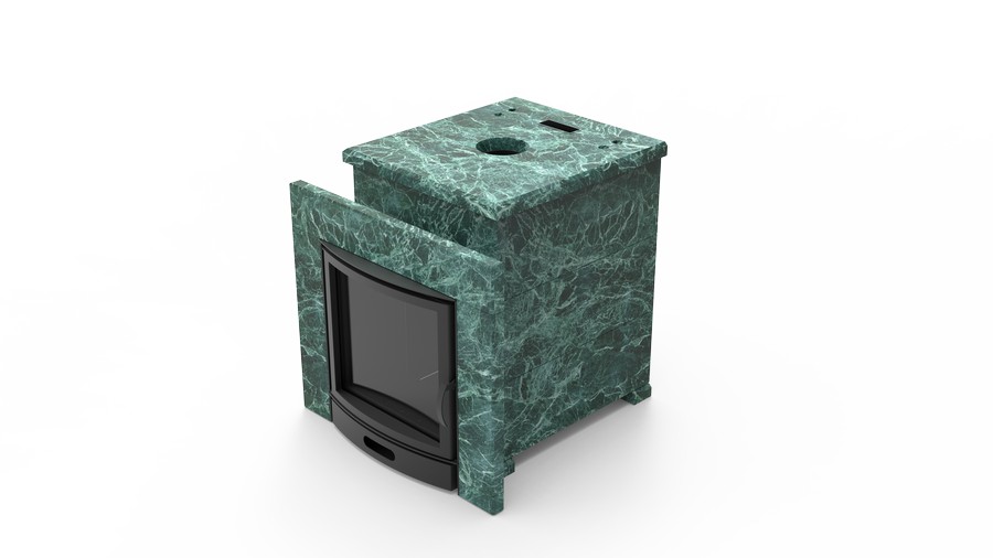 Печь в облицовке из натурального камня Genesis GN 500 облицовка закрытая плоская пироксенит-элит фото в Омске