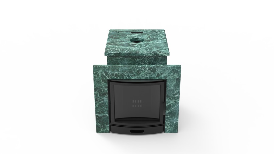 Печь в облицовке из натурального камня Genesis GN 500 облицовка закрытая плоская пироксенит-элит фото в Омске