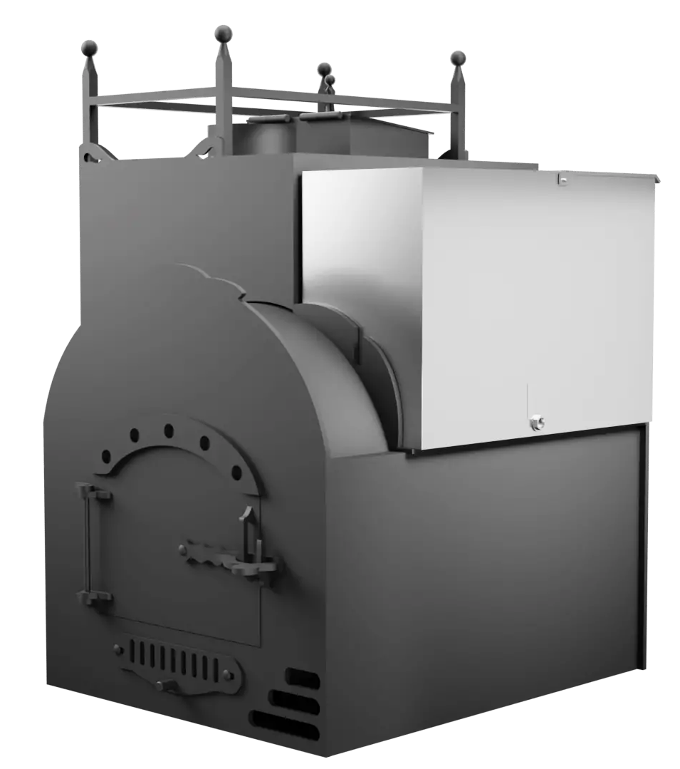 Печь Горыныч Мини, каменка закрытая с левой стороны, система воздушного отопления фото в Омске