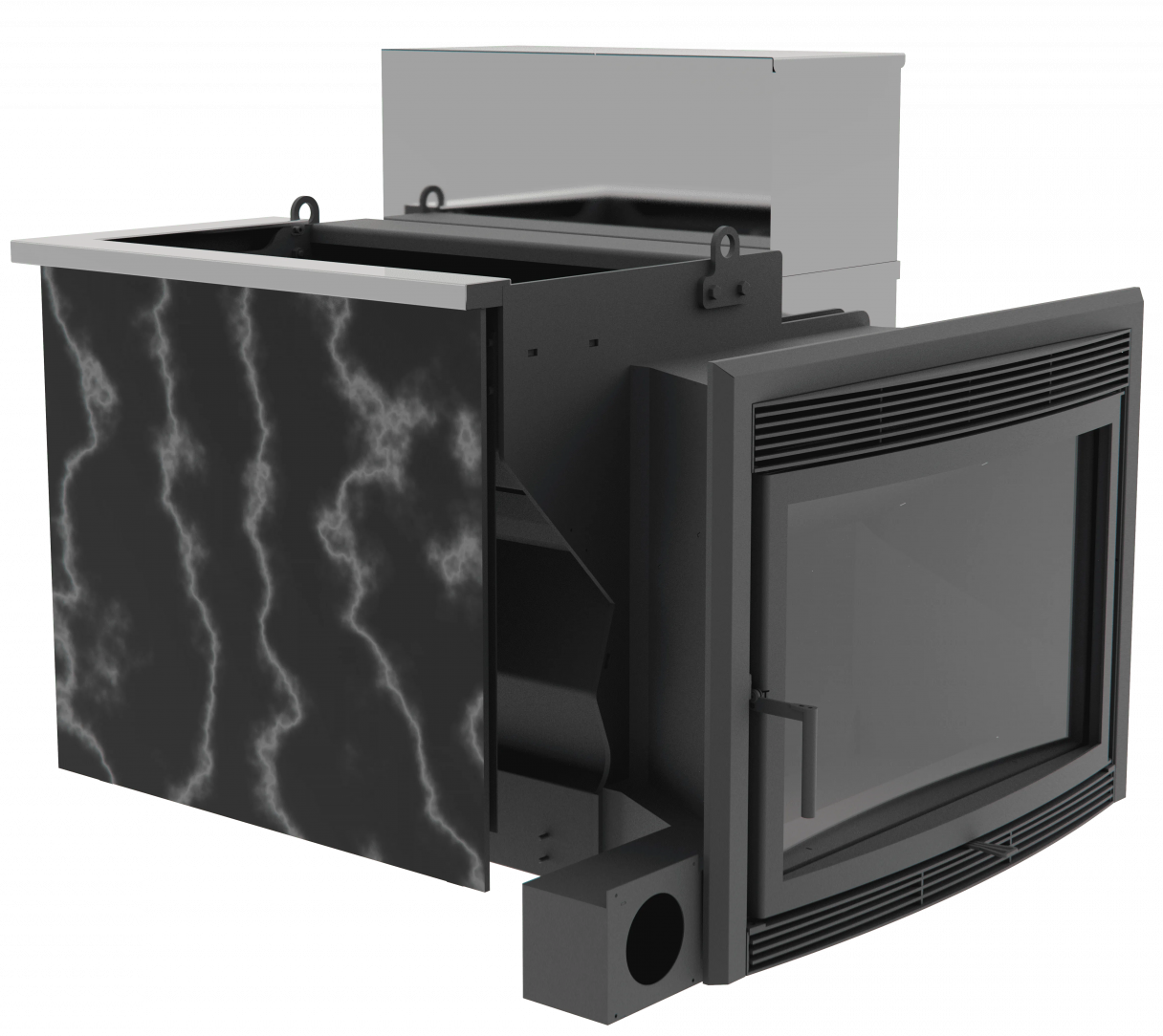 Банный камин 500, сталь+СВО фото в Омске