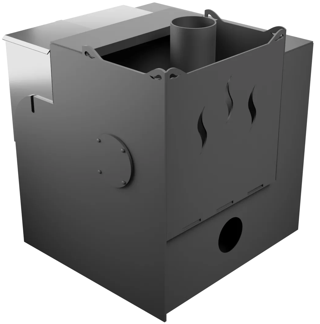 Печь Горыныч Мини, каменка с левой стороны, малое стекло, система воздушного отопления с порталом фото в Омске