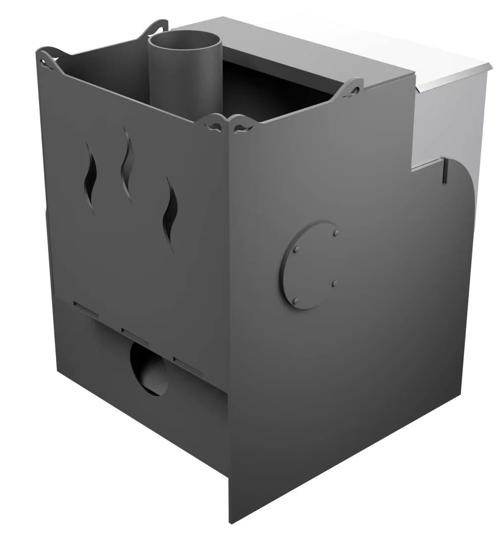 Печь Горыныч Мини, каменка с правой стороны, система воздушного отопления фото в Омске