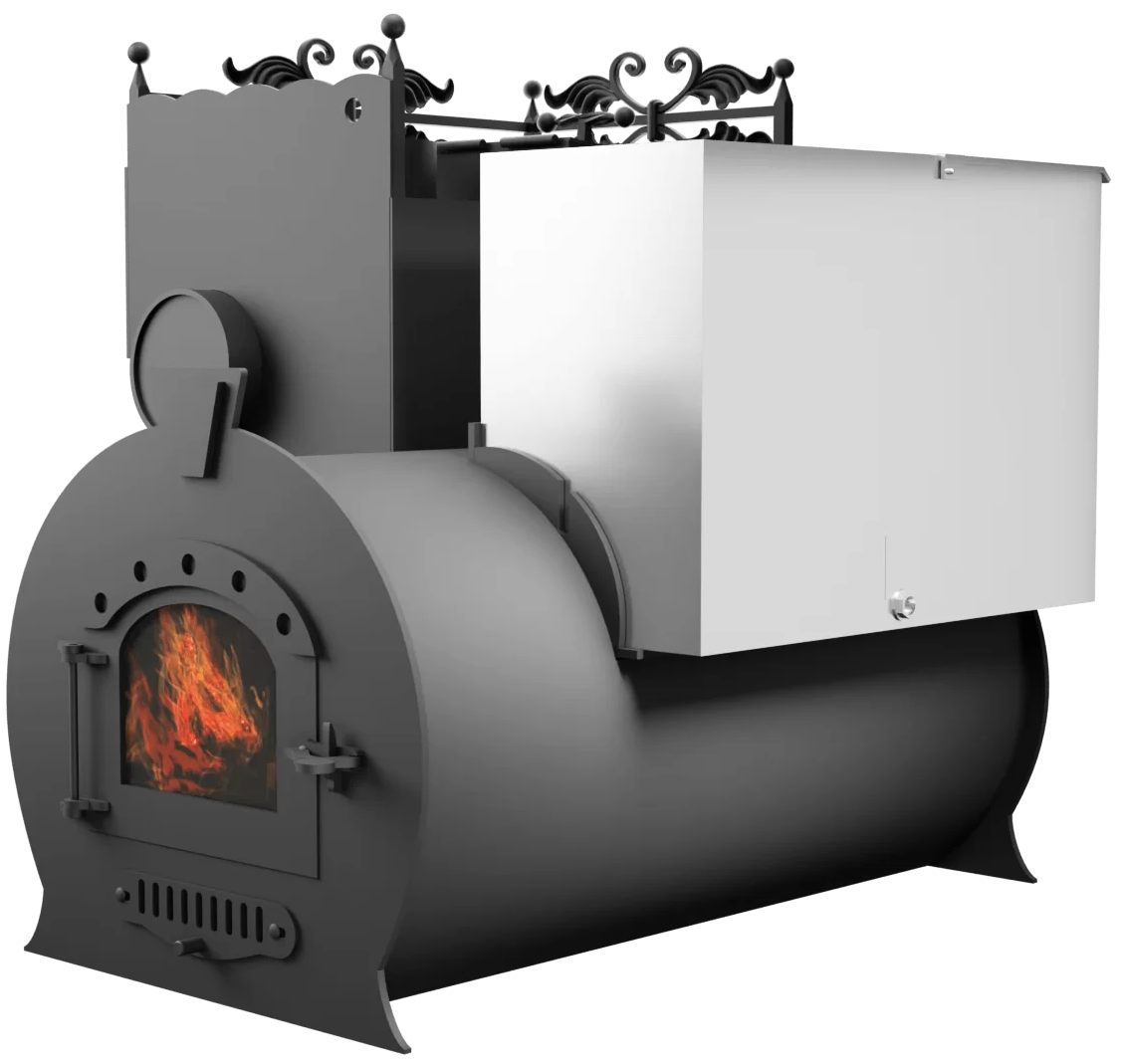 Печь Горыныч 3, каменка закрытая с левой стороны, малая дверь со стеклом фото в Омске