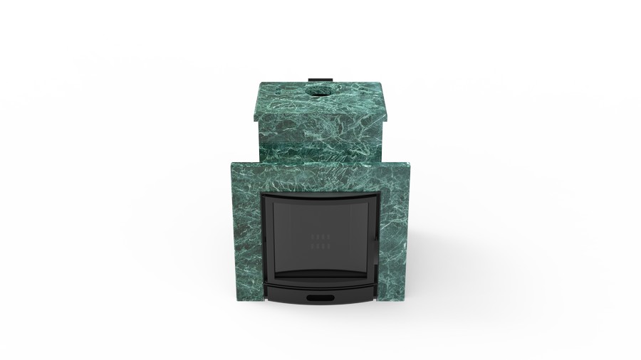 Печь в облицовке из натурального камня Genesis GN 500 облицовка закрытая со скосом талькохлорит-шлифовка фото в Омске