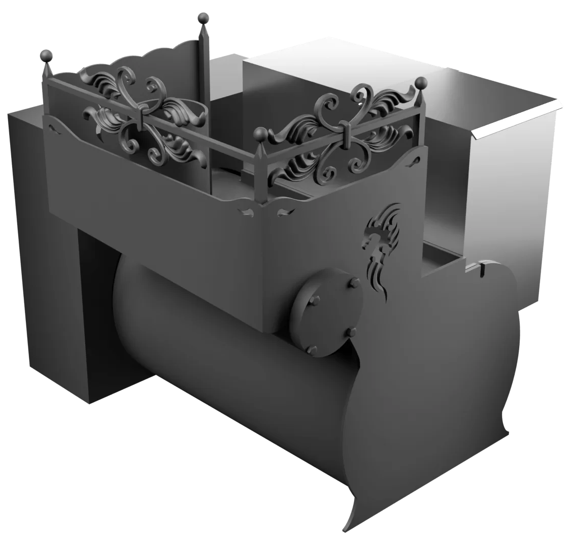 Печь Горыныч 3, каменка с правой стороны, малая дверь со стеклом, естественная система воздушного отопления фото в Омске