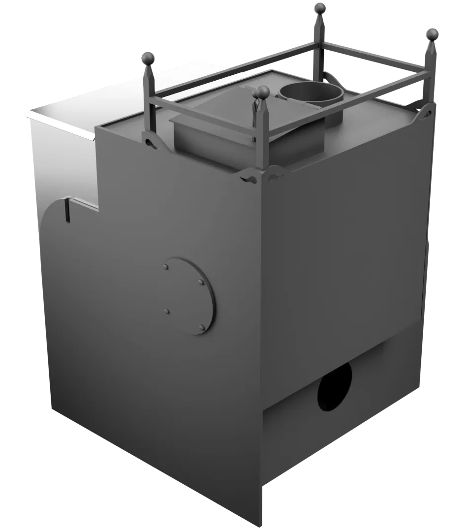 Печь Горыныч Мини, каменка закрытая с левой стороны, система воздушного отопления фото в Омске