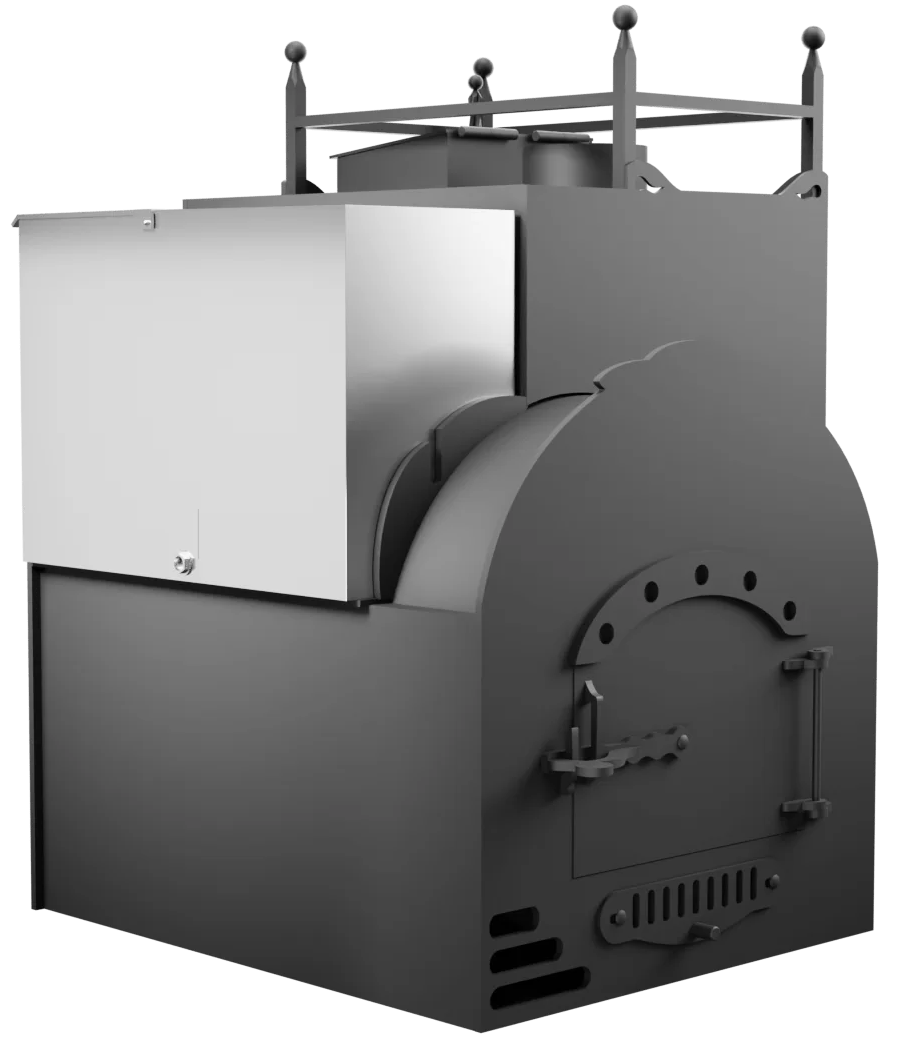Печь Горыныч Мини, каменка закрытая с правой стороны, система воздушного отопления фото в Омске