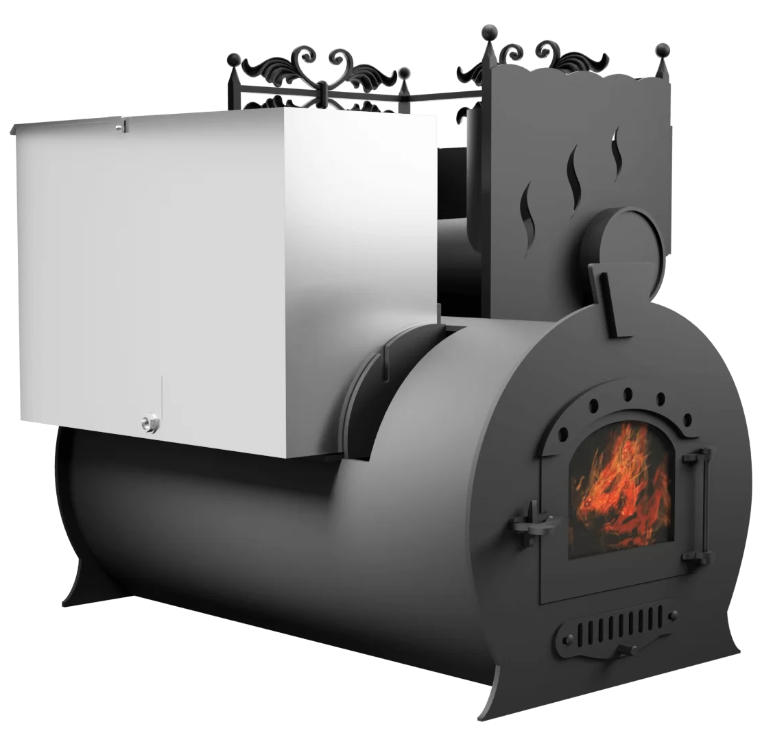 Печь Горыныч 3, каменка с правой стороны, малая дверь со стеклом фото в Омске