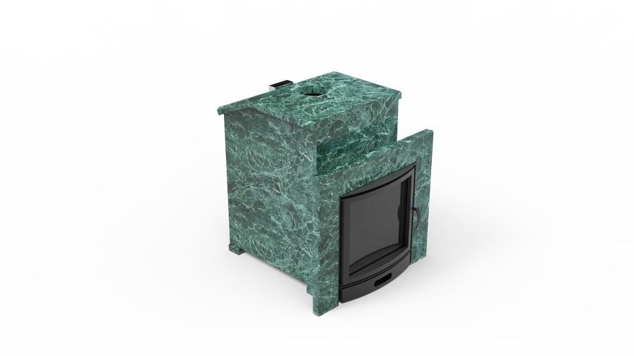Печь в облицовке из натурального камня Genesis GN 500 облицовка закрытая со скосом талькохлорит-шлифовка фото в Омске
