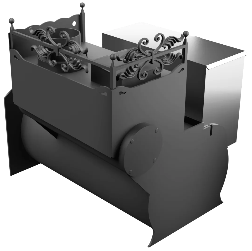 Печь Горыныч 3, каменка закрытая с правой стороны, большая дверь со стеклом фото в Омске