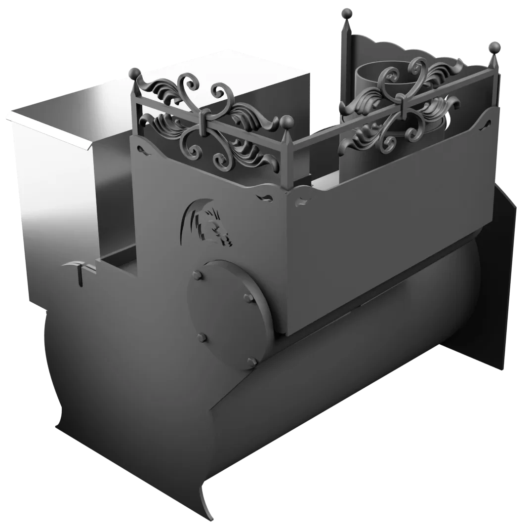 Печь Горыныч 3, каменка с левой стороны, большая дверь со стеклом фото в Омске