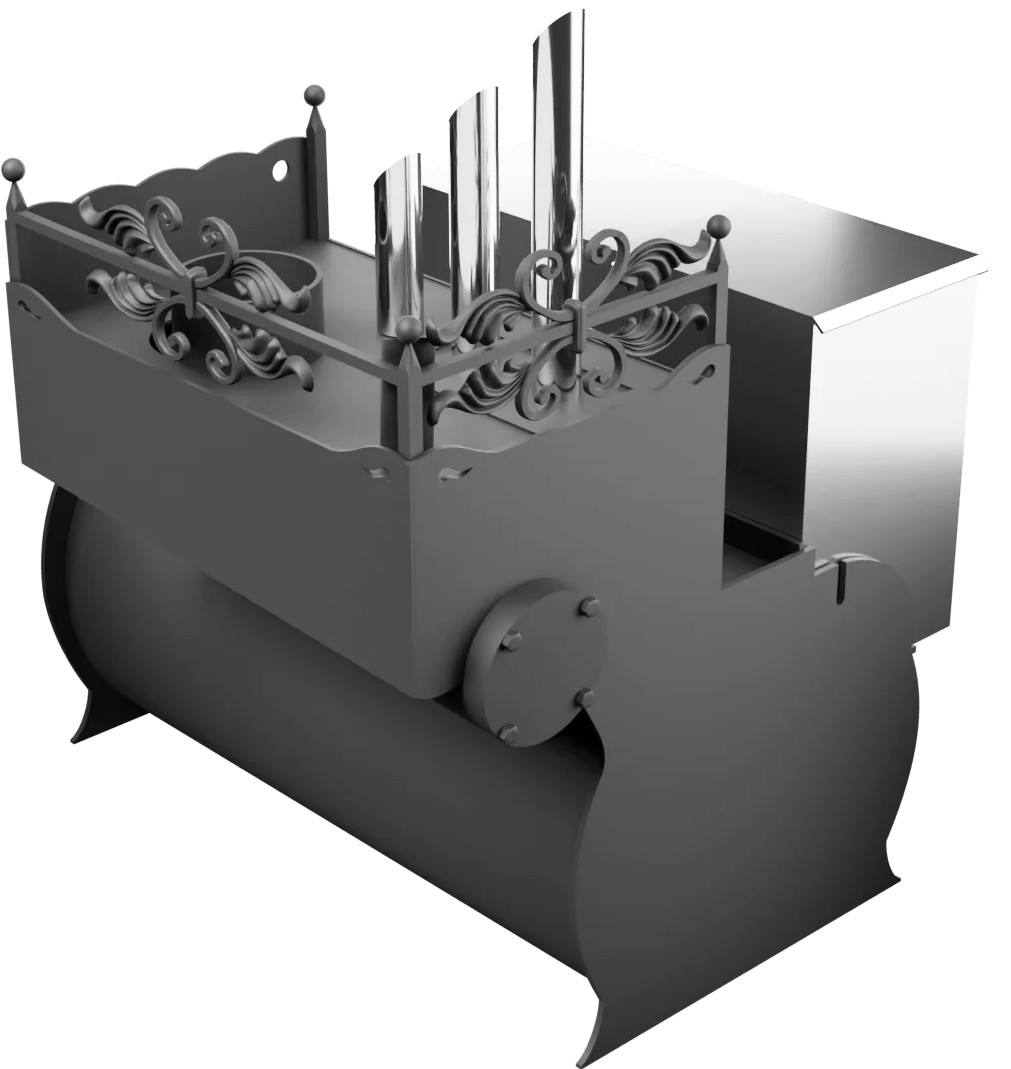 Печь Горыныч 3, каменка закрытая с парогенератором с правой стороны, малая дверь со стеклом фото в Омске