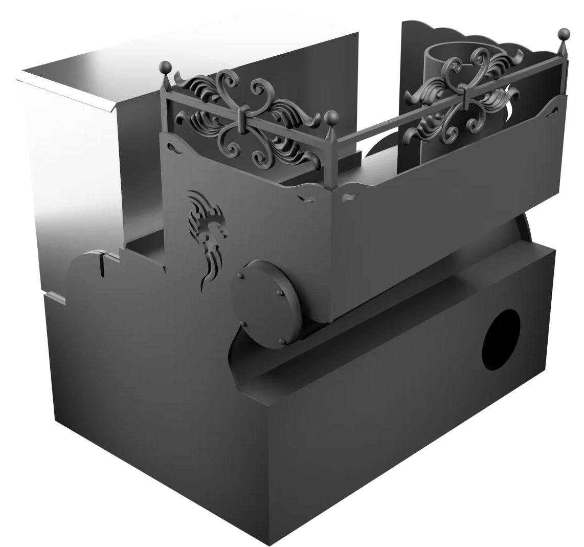Печь Горыныч 3, каменка с левой стороны, малая дверь со стеклом, система воздушного отопления фото в Омске