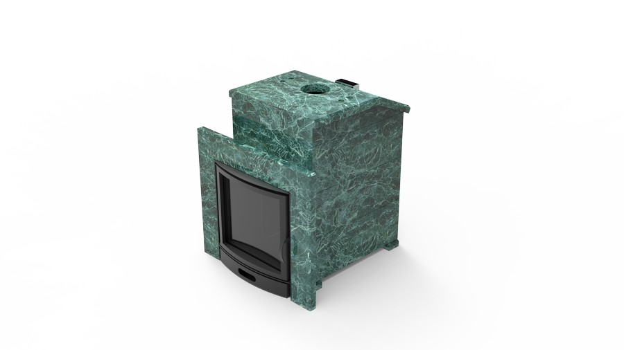 Печь в облицовке из натурального камня Genesis GN 500 облицовка закрытая со скосом талькохлорит-шлифовка фото в Омске