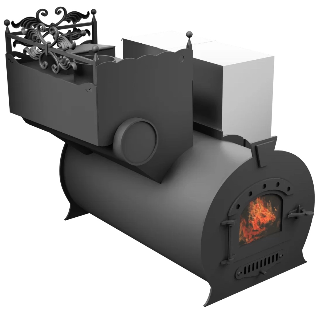Печь Горыныч 3, каменка закрытая с левой стороны, малая дверь со стеклом фото в Омске