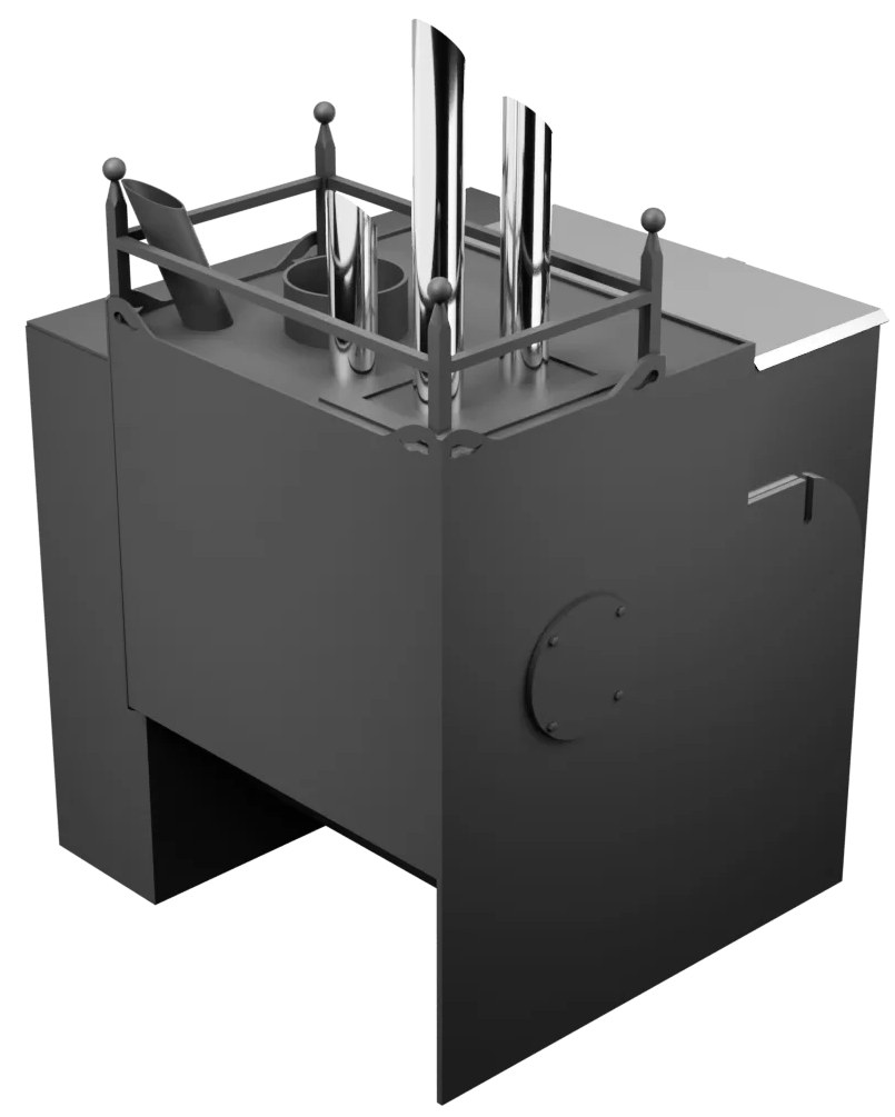 Печь Горыныч Мини, каменка закрытая с парогенератором с правой стороны, естественная система воздушного отопления фото в Омске