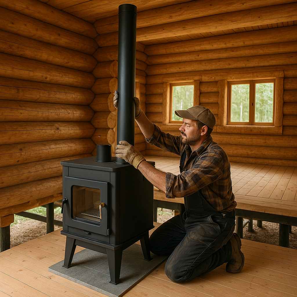 Особенности установки печи в бане на сваях