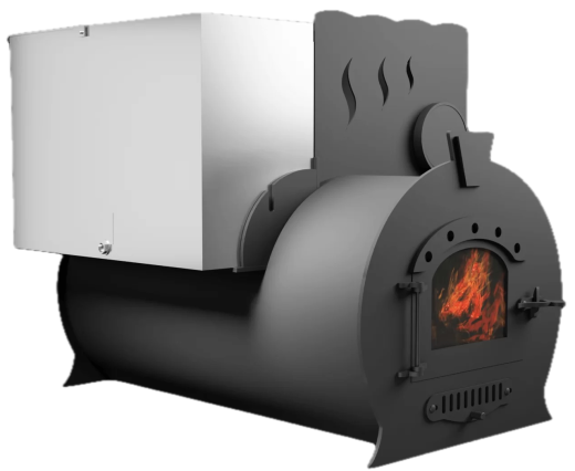 Печь Горыныч 2, каменка с правой стороны, малая дверь со стеклом фото в Омске