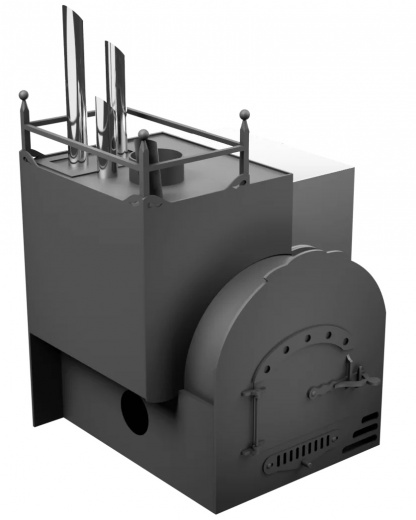 Печь Горыныч Мини, каменка закрытая с парогенератором с левой стороны, система воздушного отопления фото в Омске