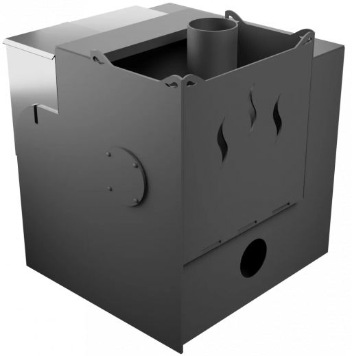 Печь Горыныч Мини, каменка с левой стороны, малое стекло, система воздушного отопления с порталом фото в Омске