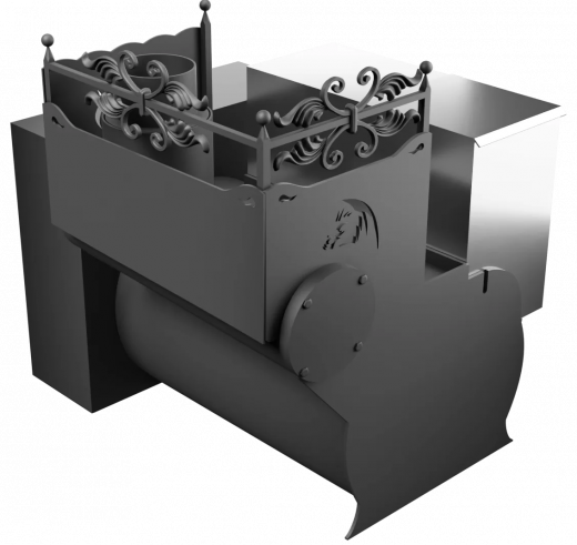 Печь Горыныч 3, каменка с правой стороны, большая дверь со стеклом, естественная система воздушного отопления фото в Омске