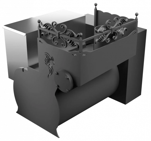 Печь Горыныч 3, каменка с левой стороны, малая дверь со стеклом, естественная система воздушного отопления фото в Омске