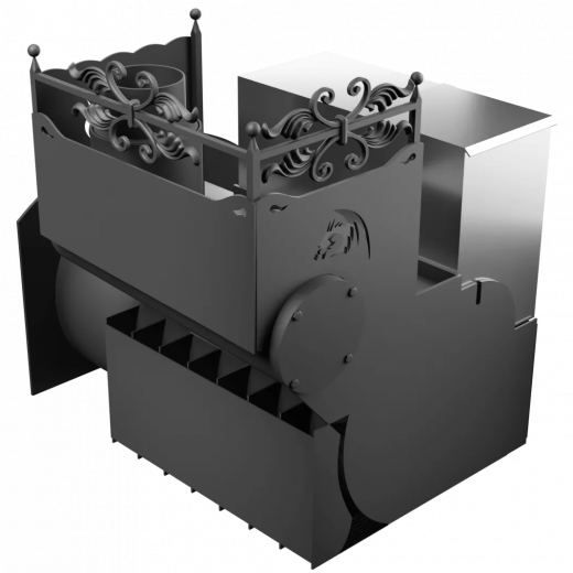 Печь Горыныч 3 с конвекцией, каменка с правой стороны, большая дверь со стеклом фото в Омске