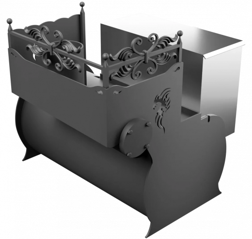 Печь Горыныч 3, каменка с правой стороны, малая дверь со стеклом фото в Омске