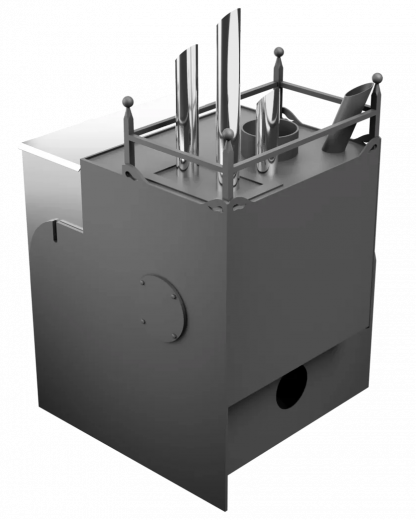 Печь Горыныч Мини, каменка закрытая с парогенератором с левой стороны, система воздушного отопления фото в Омске
