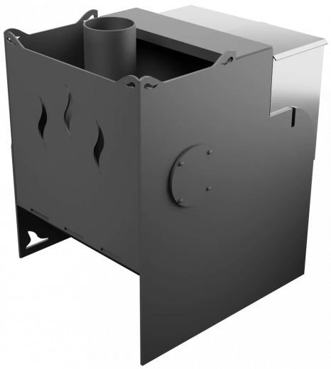 Печь Горыныч Мини, каменка с правой стороны, средняя дверь со стеклом фото в Омске