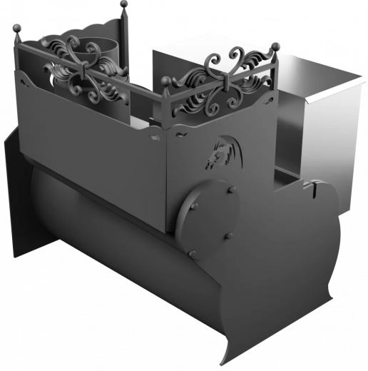 Печь Горыныч 3, каменка с правой стороны, средняя дверь со стеклом фото в Омске