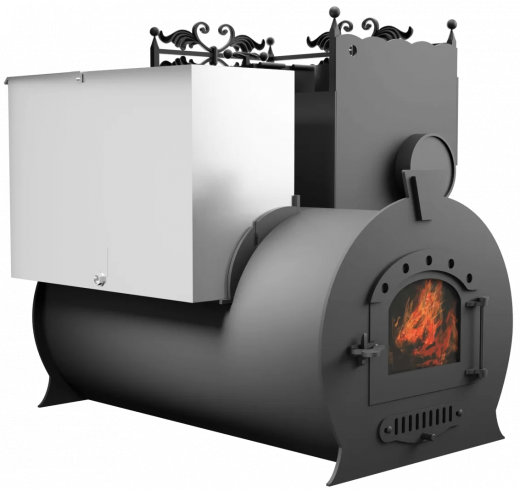 Печь Горыныч 3, каменка закрытая с правой стороны, малая дверь со стеклом фото в Омске