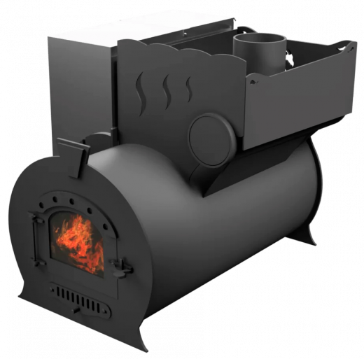 Печь Горыныч 2, каменка с правой стороны, малая дверь со стеклом фото в Омске