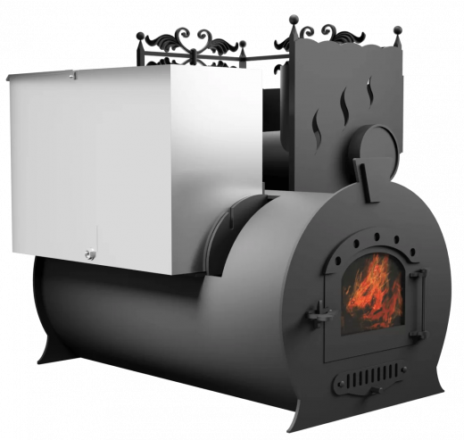 Печь Горыныч 3, каменка с правой стороны, малая дверь со стеклом фото в Омске