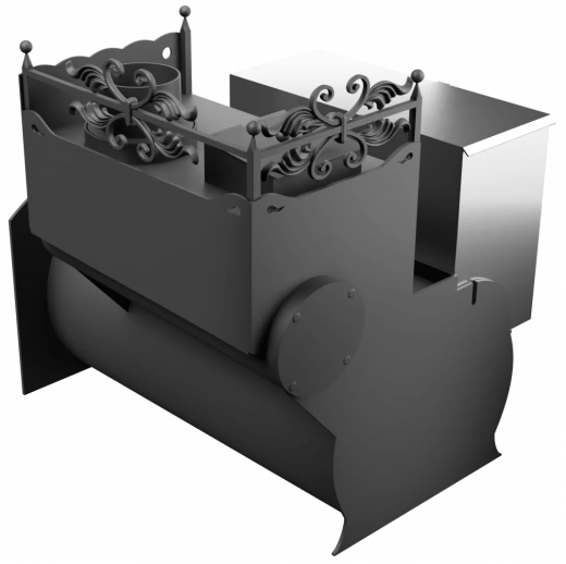 Печь Горыныч 3, каменка закрытая с правой стороны, большая дверь со стеклом фото в Омске
