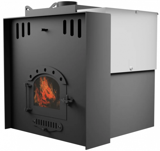 Печь Горыныч Мини, каменка с левой стороны, малое стекло, система воздушного отопления с порталом фото в Омске