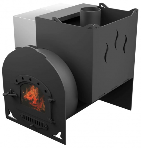 Печь Горыныч Мини, каменка с правой стороны, дверь малая со стеклом фото в Омске