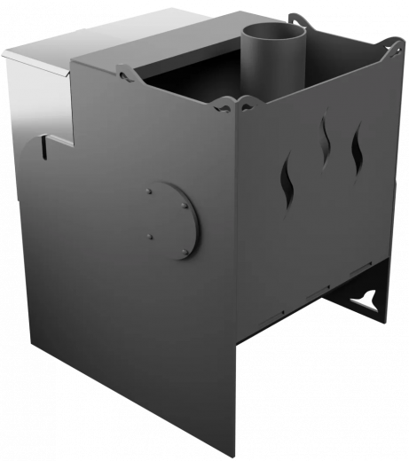 Печь Горыныч Мини, каменка с левой стороны, средняя дверь со стеклом фото в Омске